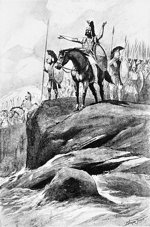 Xenophon lei tienduisend man deur Persië na die Swart See. 19de eeuse illustrasie.
